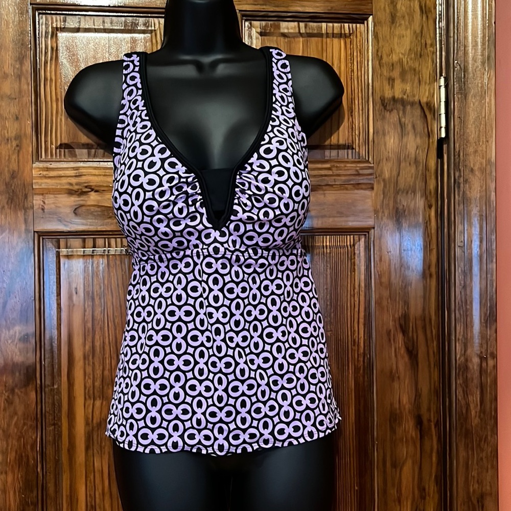 Purple Patterned Women's Tankini Top